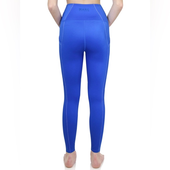 New Marc Defang Blue Contrast Stitch Side Pocket Active Long Leggings - S - Picture 2 of 5